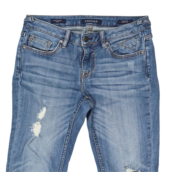 Vigoss Women's The Chelsea Skinny Blue Jeans Distressed Size 28  Blue - Picture 2 of 12